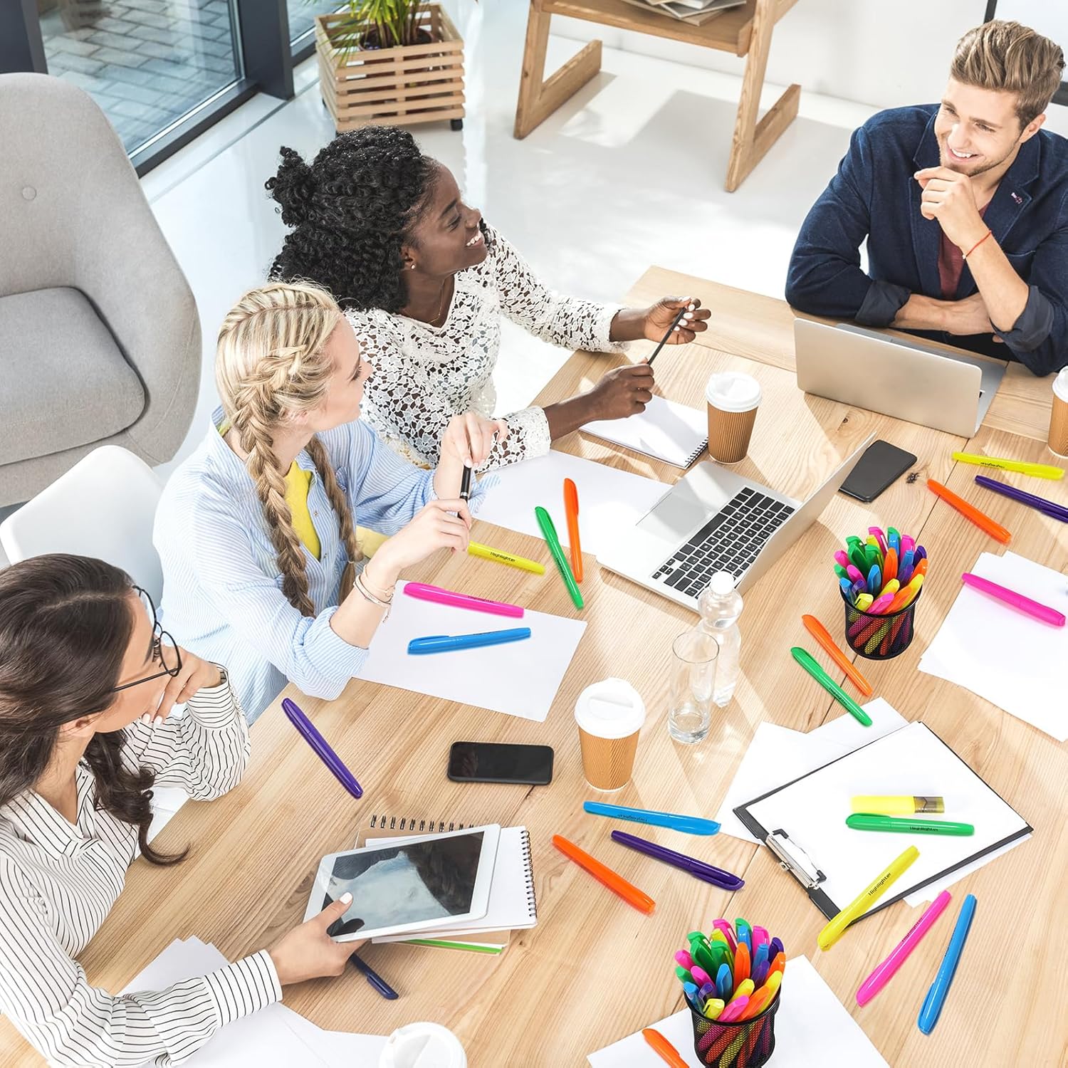 VZZNN 300 Pcs Highlighters Bulk Pack, Chisel Tip Quick-Dry Highlighter Markers, 6 Assorted Colors Fluorescent Pens for Adults Kids, School Office Classroom Supplies for Teachers Students