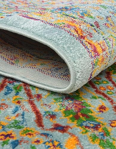 Miniatura 5 de Unique Loom Calypso Collection - Alfombra de área Kaiso (7 pies 10 pulgadas x 10 pies, ovalada, aguamarinaazul marino)