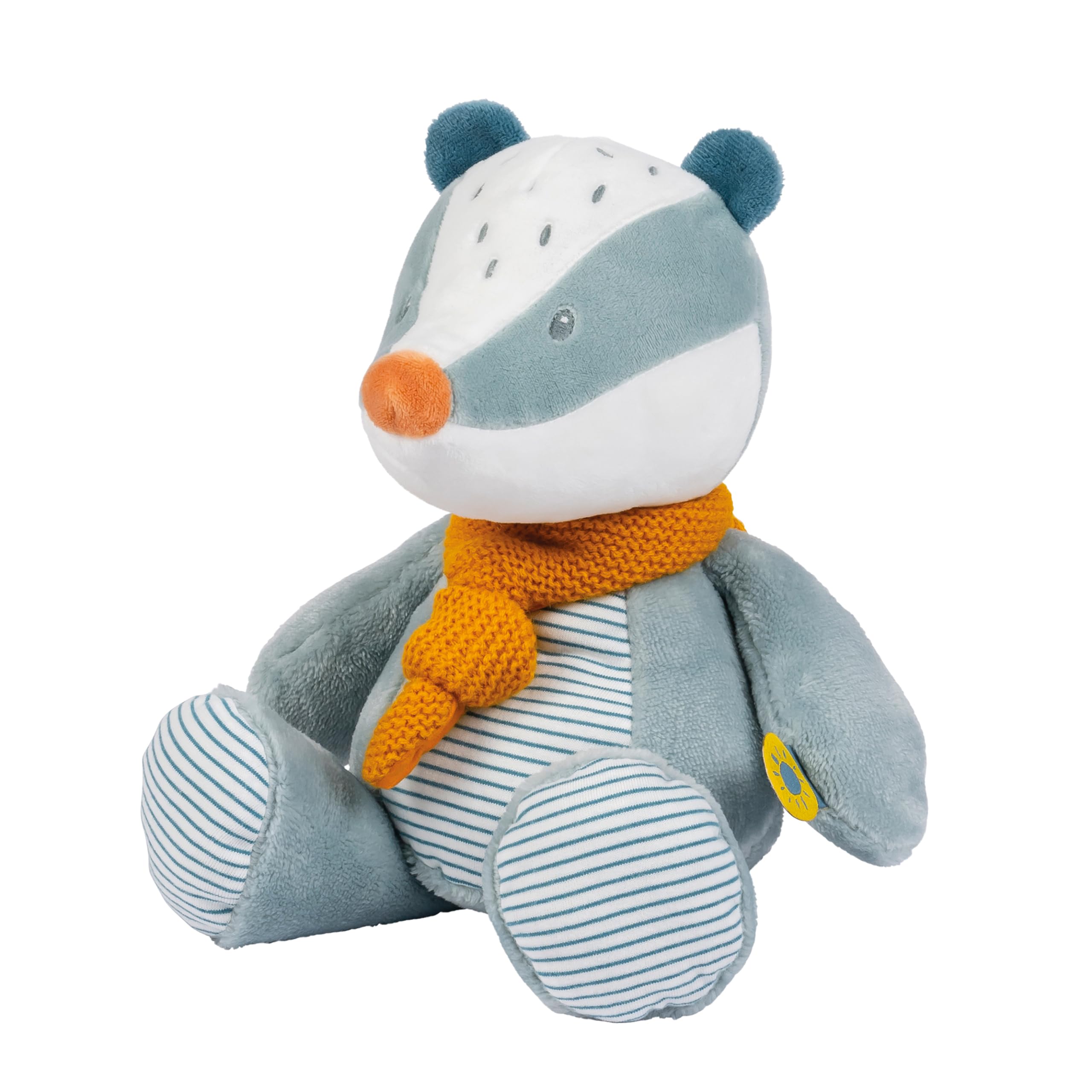 Nattou Felix and Leo Cuddly Toy Made of Polyester, Cuddly Toy Badger Felix as Companion from Birth, Approx. 32 cm, Light Blue