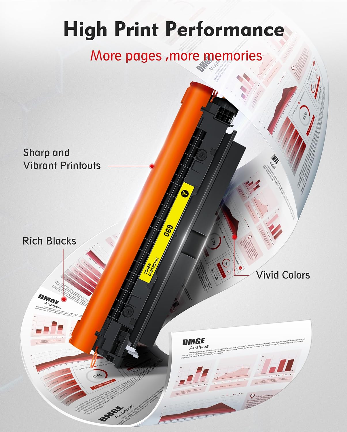 069 Toner Cartridge Replacement Compatible for Canon 069 069H for Color ImageCLASS Mf753cdw MF751Cdw MF752Cdw LBP674Cdw MF752Cdw MF756Cx LBP673Cdw Printer (Black, Yellow, Cyan, Magenta, 4-Pack)