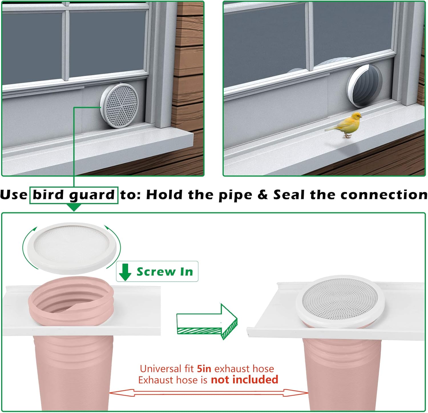 Forestchill Portable Air Conditioner Window Seal Plates Kit for 5" Diameter Exhaust Hose, Universal AC Vent Kit for Sliding Windows and Hung Windows, Adjustable Length Sealing Panels for Mobile A/C : Home & Kitchen