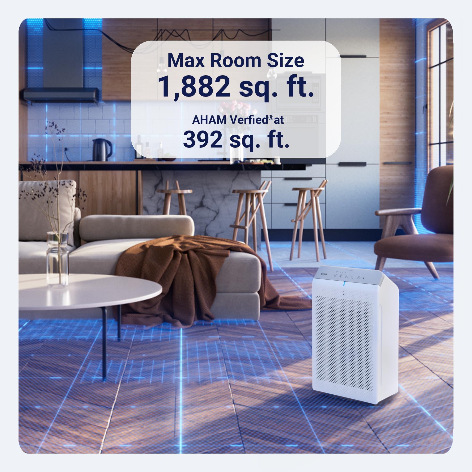 WINIX Purificador de aire 5530 (nueva generación de 5500-2 con control de aplicación) para el hogar habitación grande hasta 1882 Ft² durante 1 hora, HEPA real, filtro de carbón desodorizante alto y