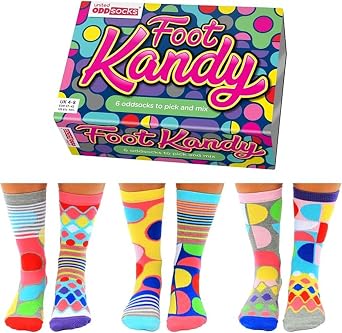 United Oddsocks - Womens Socks - Foot Kandy - Novelty Gift Socks US 6.5- 10.5