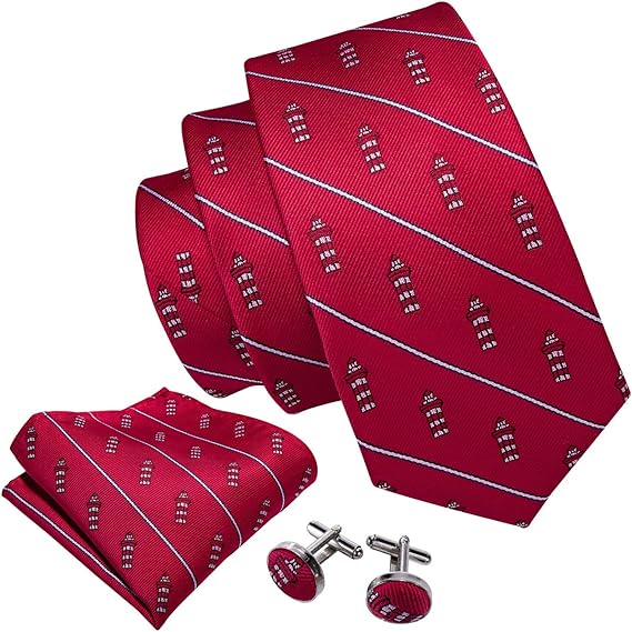 Neckties Set Red Carton Mens Silk Ties Hanky Box Gifts Set
