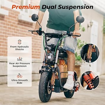 iScooter Electric Scooter for Adults with Seat, 1500W Motor, 35MPH Top Speed & 45 Miles Range, 15 Vacuum Pneumatic Tires, Dual Suspension, Hydraulic Disc Brakes, Commuter E Scooter with Basket & Bag