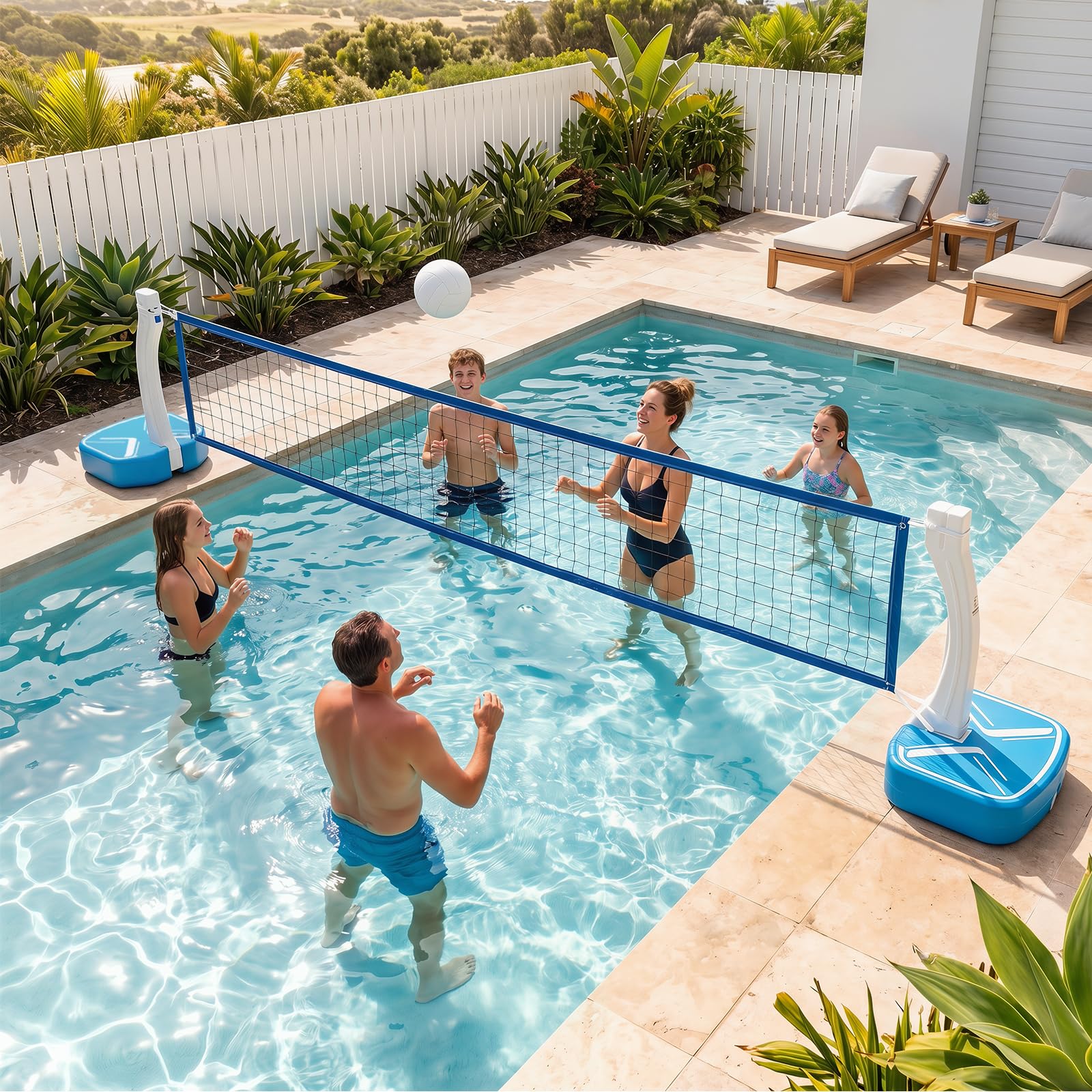 COSTWAY 2 in 1 Pool Basketballkorb & Volleyballnetz Set