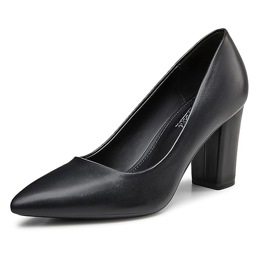Heel The World Women's High Chunky Block Closed Toe Heels,Slip On Pointed Toe Work Dress Office Wedding Party Pumps Shoes