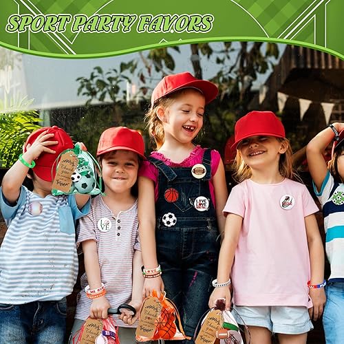 Miniatura 5 de Aoriher Juego de 266 piezas de artículos de fiesta de baloncesto, béisbol, fútbol, fútbol, suministros de fiesta deportiva, set de regalos,