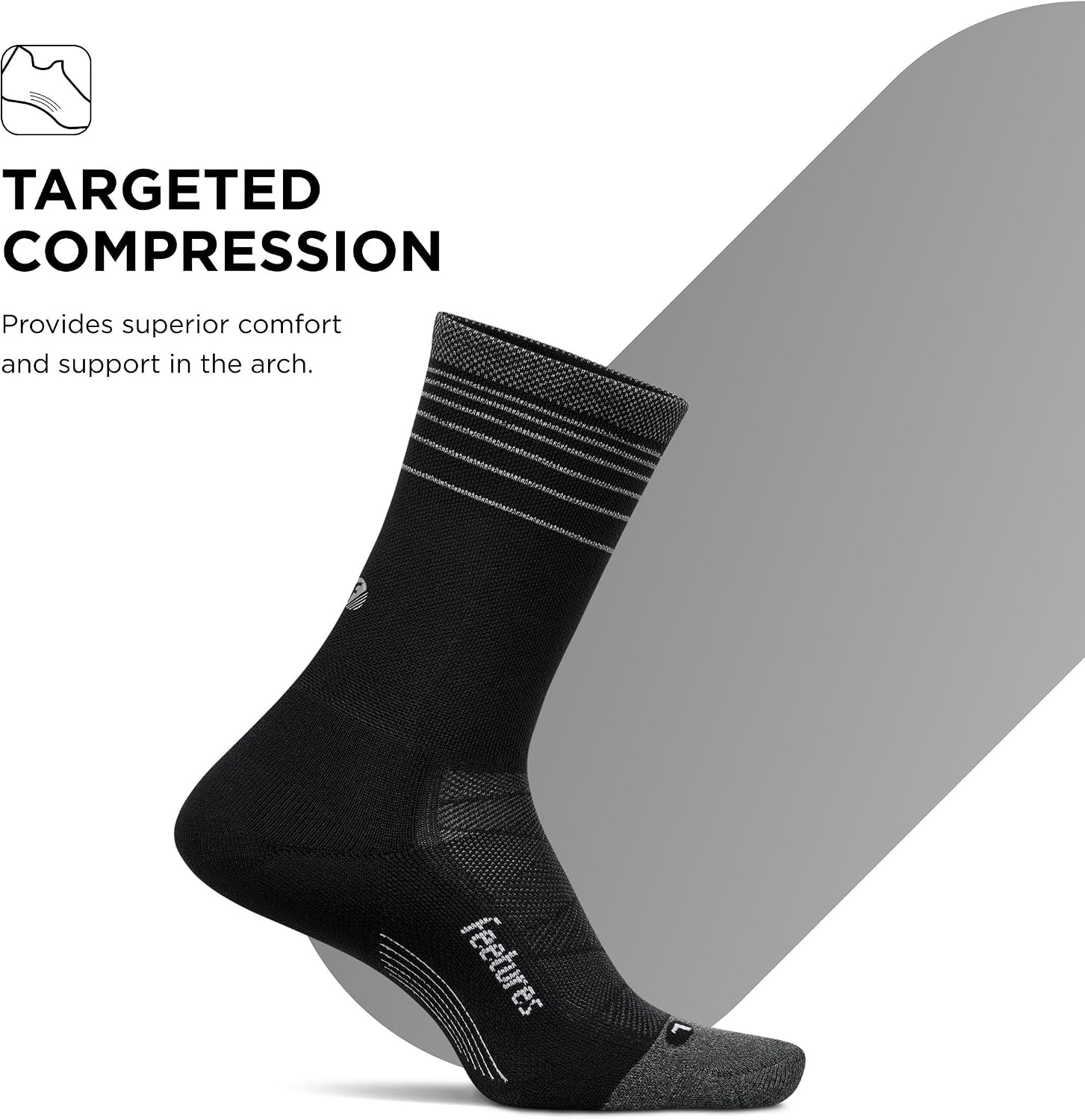 Feetures Elite Light Cushion Mini Crew Sock - Sport Sock with Targeted Compression