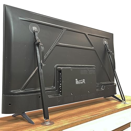 Paquete de 4 correas de seguridad ajustables para TV, anclajes de TV adhesivos sin taladros para protección de bebés, correas de seguridad para