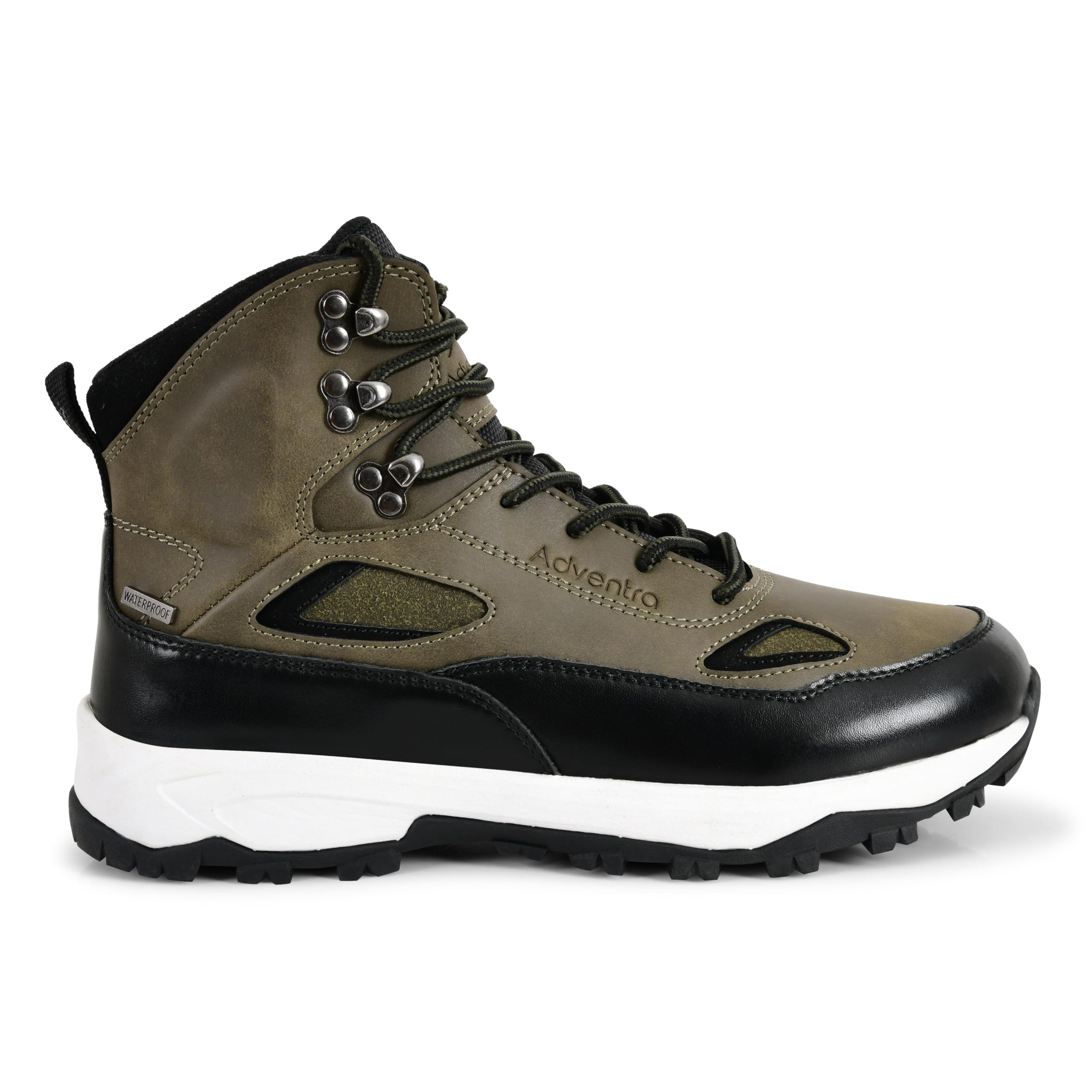 ADVENTRA Men’s Waterproof Edge Trekking Shoes | Mid-High Ankle Hiking Boots | Cushion Comfort | Anti-Slip Grip | Khaki - ET 1105 (8 uk, UK Footwear Size System, Adult, Men, Numeric, Medium, 8)