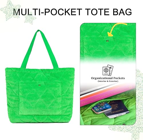 Miniatura 4 de mikahki Large Tote Bag for Women, Corduroy Tote Bags Women Travel Bags Handbags Shoulder Bag for Gym, Work, Travel