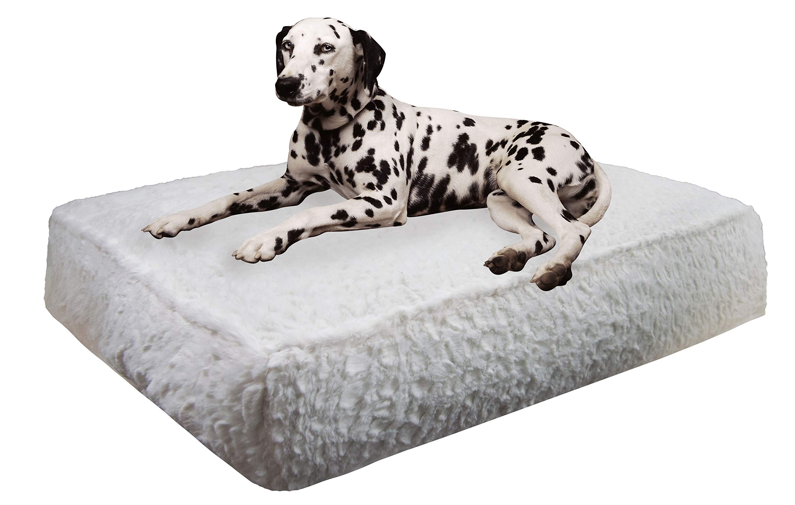 Bessie and Barnie Serenity White Luxury Extra Plush Faux Fur Rectangle Pet/Dog Bed (Multiple Sizes)