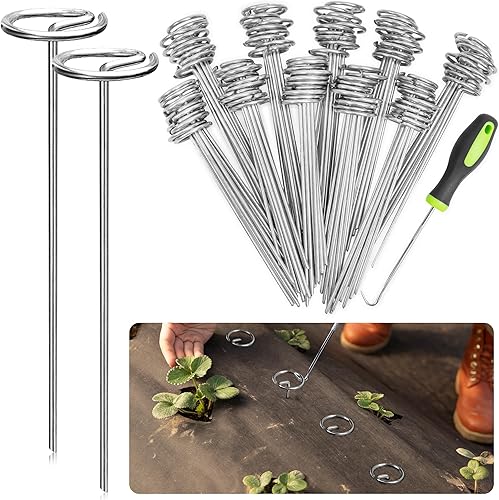 100 grapas de paisaje de 6 pulgadas, pasadores de paisaje gruesos de calibre 12 con 1 levantador de uñas para asegurar la barrera de malezas de tela