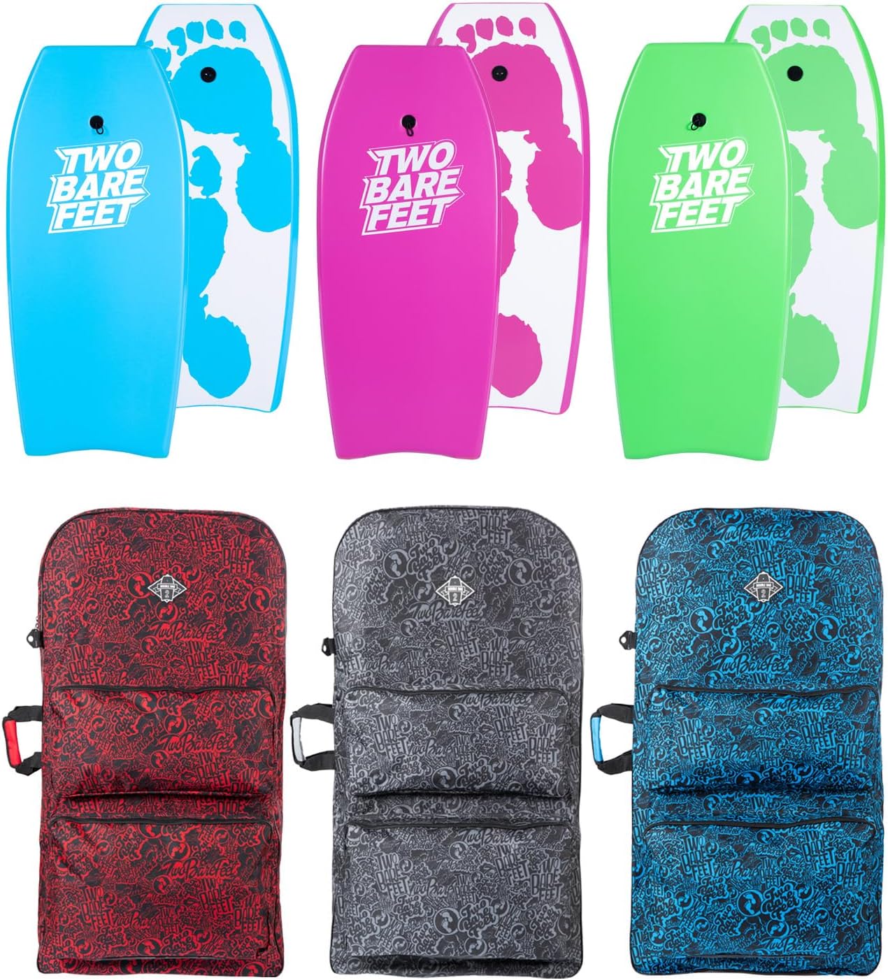Two Bare Feet 42" Bodyboard Bundle - 2 x 42 'Future Print' Bodyboards of your choice + Premium Carry Bag