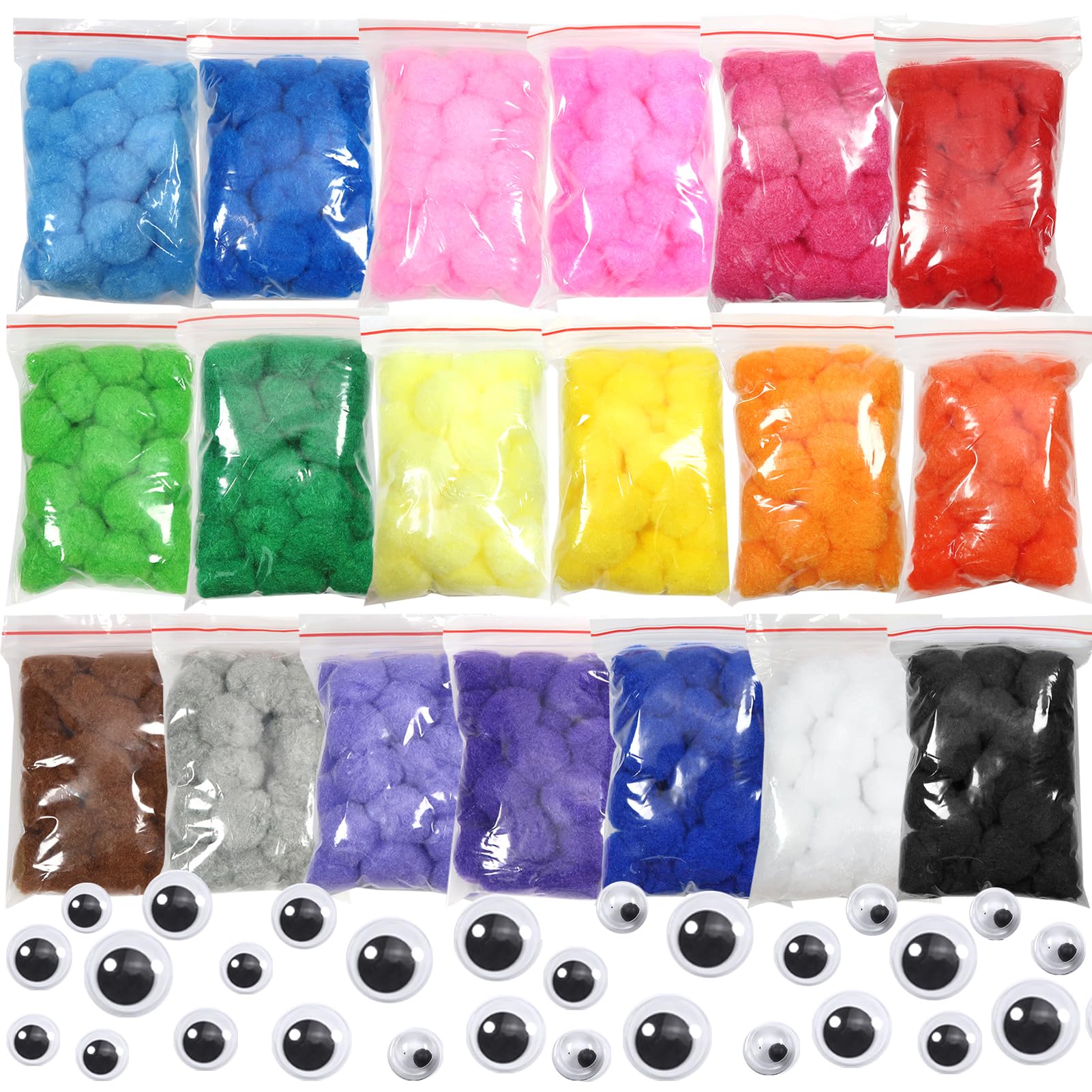 Amazon.com: TOAOB 1900pcs 1 Inch Assorted Pom Poms with