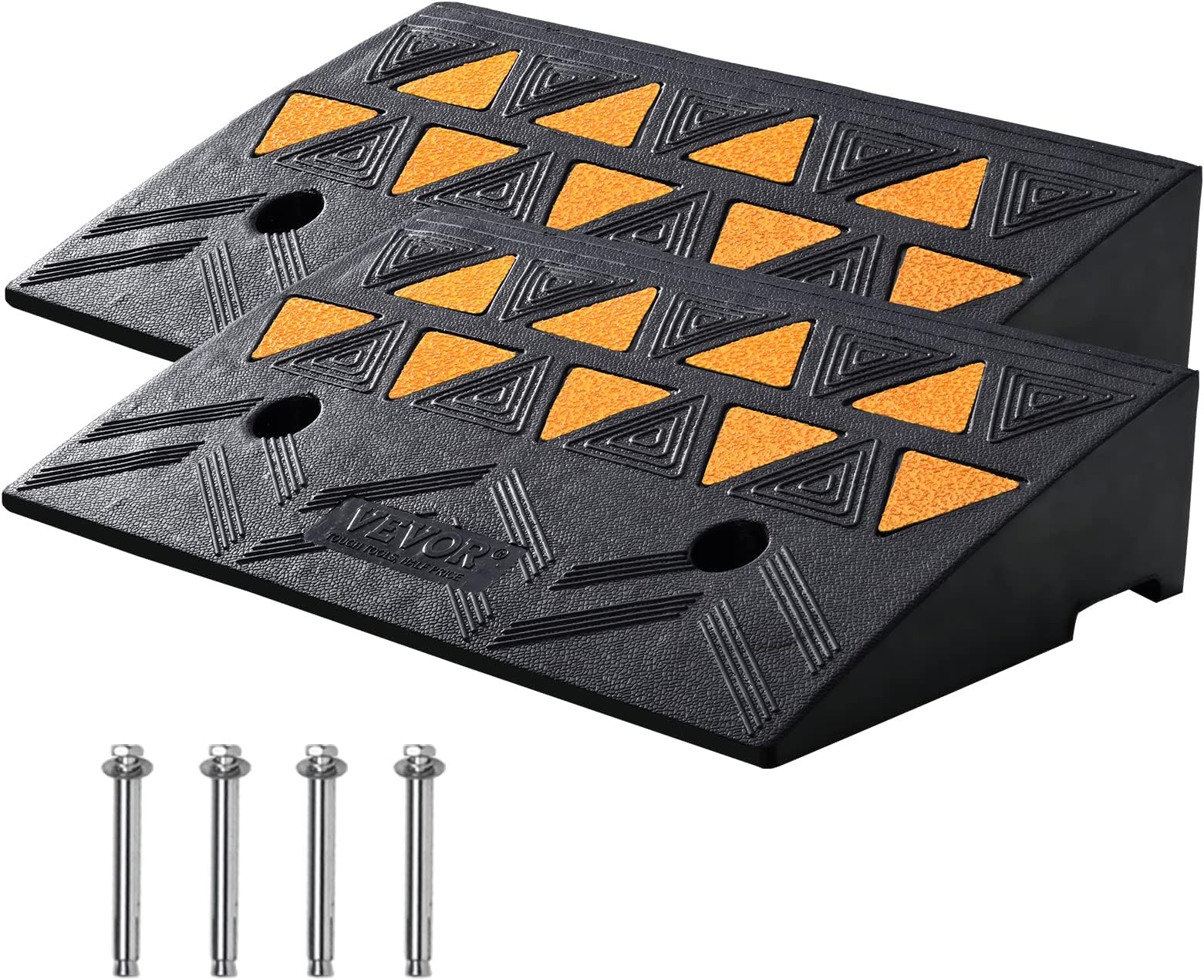 VEVOR Rubber Curb Ramp 5" Rise 2 Pack, Heavy Duty 15 Ton Sidewalk Driveway Ramp for Forklifts, Trucks, Buses, Cars, Wheelchairs, Bikes