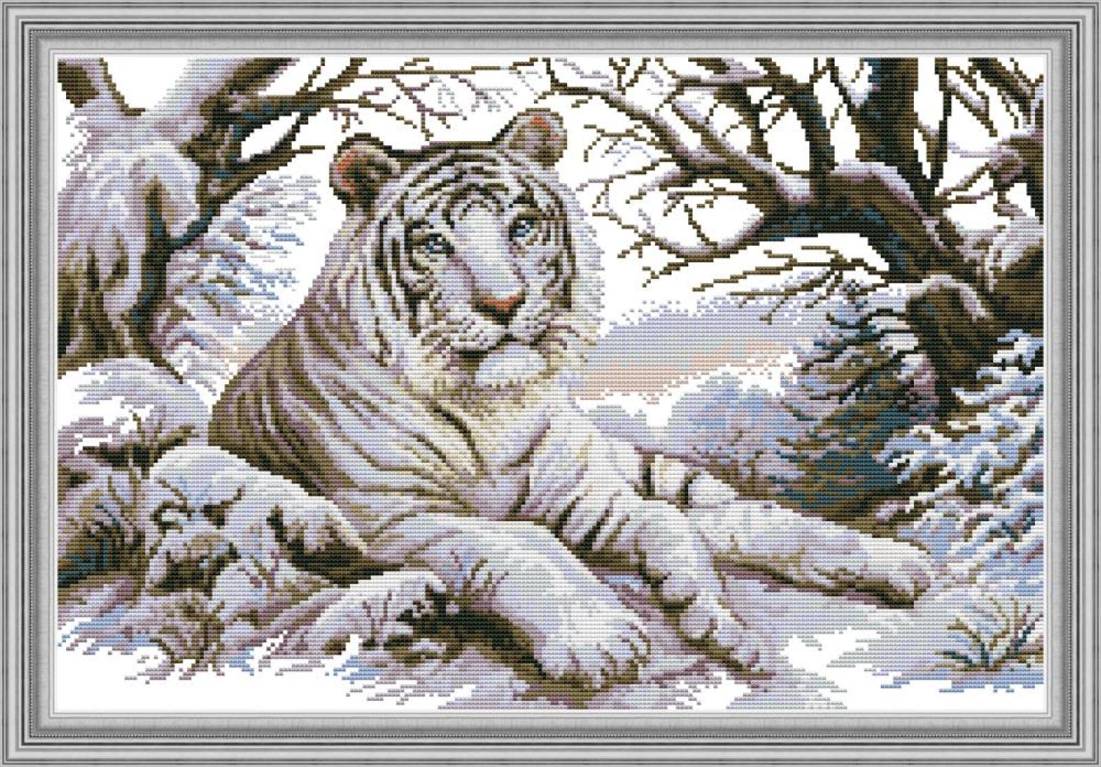 Kreuzstich-Set Für Erwachsene – Tiger-Motiv, 45,7x45,7 Cm, 11 CT, Mit Allem Zubehör