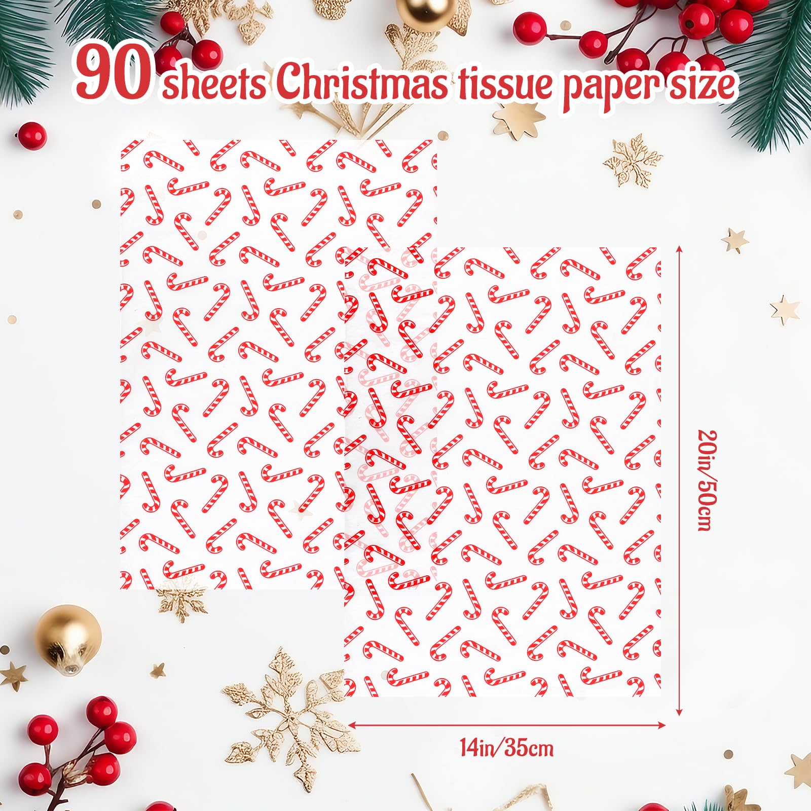 NACHLYNN 90 Sheets Christmas Tissue Paper 20 x 14 inches Baby Shower Gold Wrapping Tissue Paper Bulk for Gift Bags Packaging Christmas Party Decor (Bright Color) - Image 3