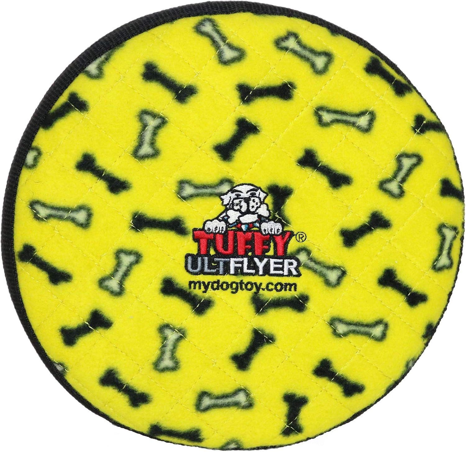 TUFFY -World's Tuffest Soft Dog Toy-Ultimate Flyer- Squeakers-Multiple Layers. Made Durable, Strong & Tough. Interactive Play (Tug, Toss & Fetch). Machine Washable and It Floats. (Yellow Bone 2 Pack)