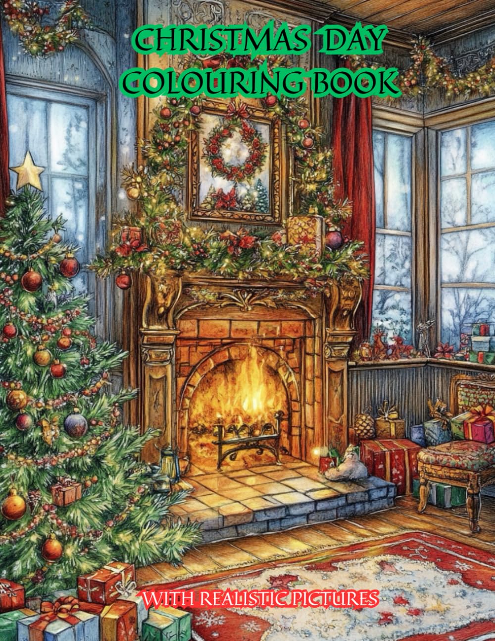 Christmas Day Themed Adult Colouring Book Holiday Coloring Book Stress Relief