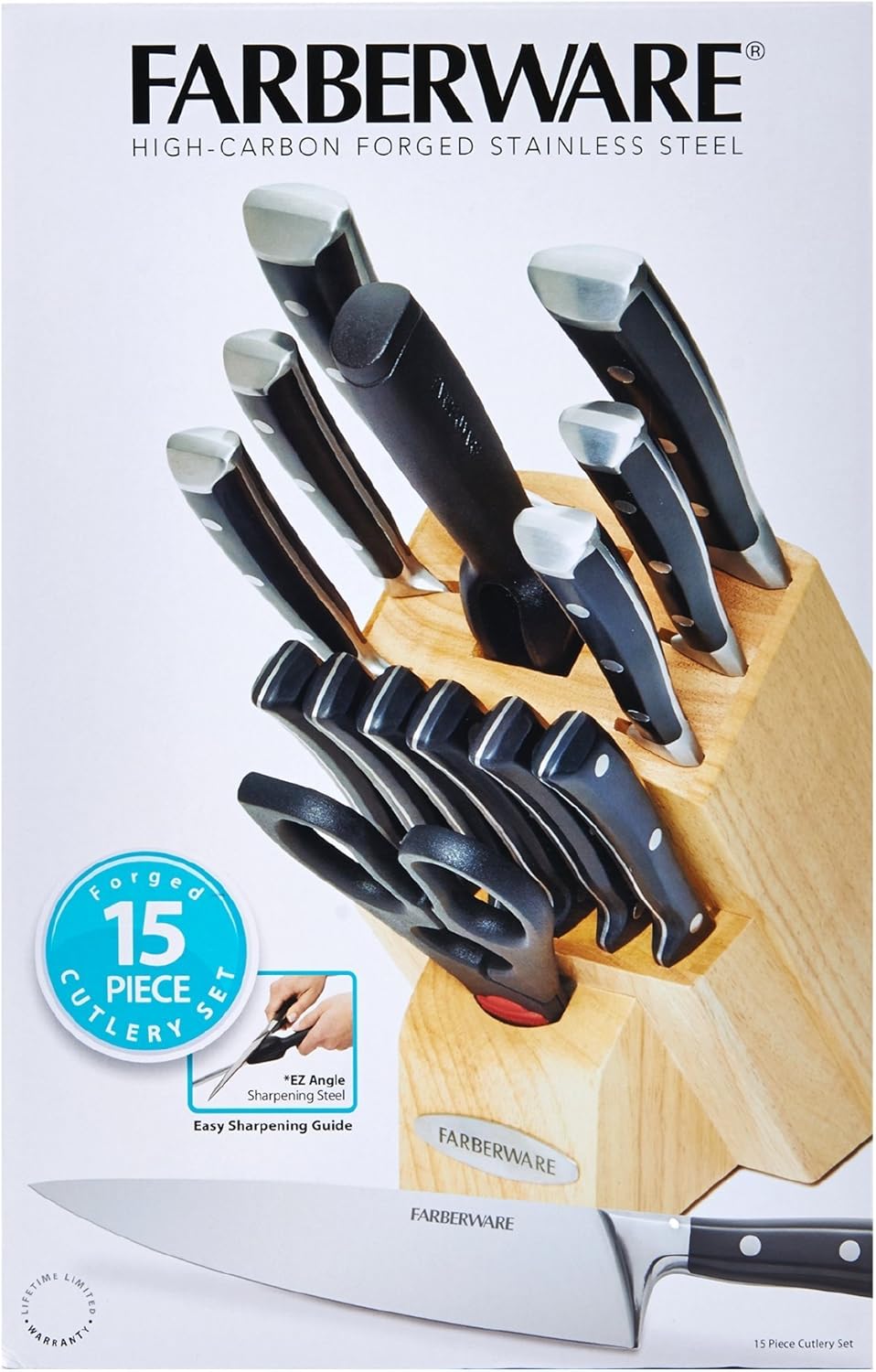 🔥 Cashback up to 70% Farberware 15-Piece Triple Rivet Forged Knife Block Set, Black