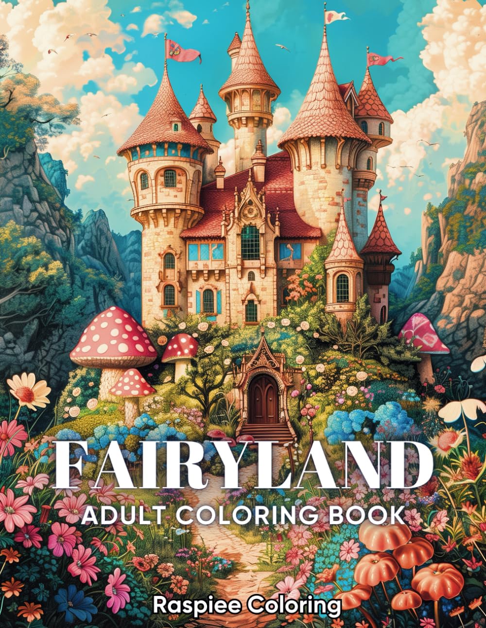 Fairyland Adult Coloring Book: 50 Fairytale Designs of Enchanting Fairies, Fantasy Castles, and Magical Houses for Stress Relief and Relaxation