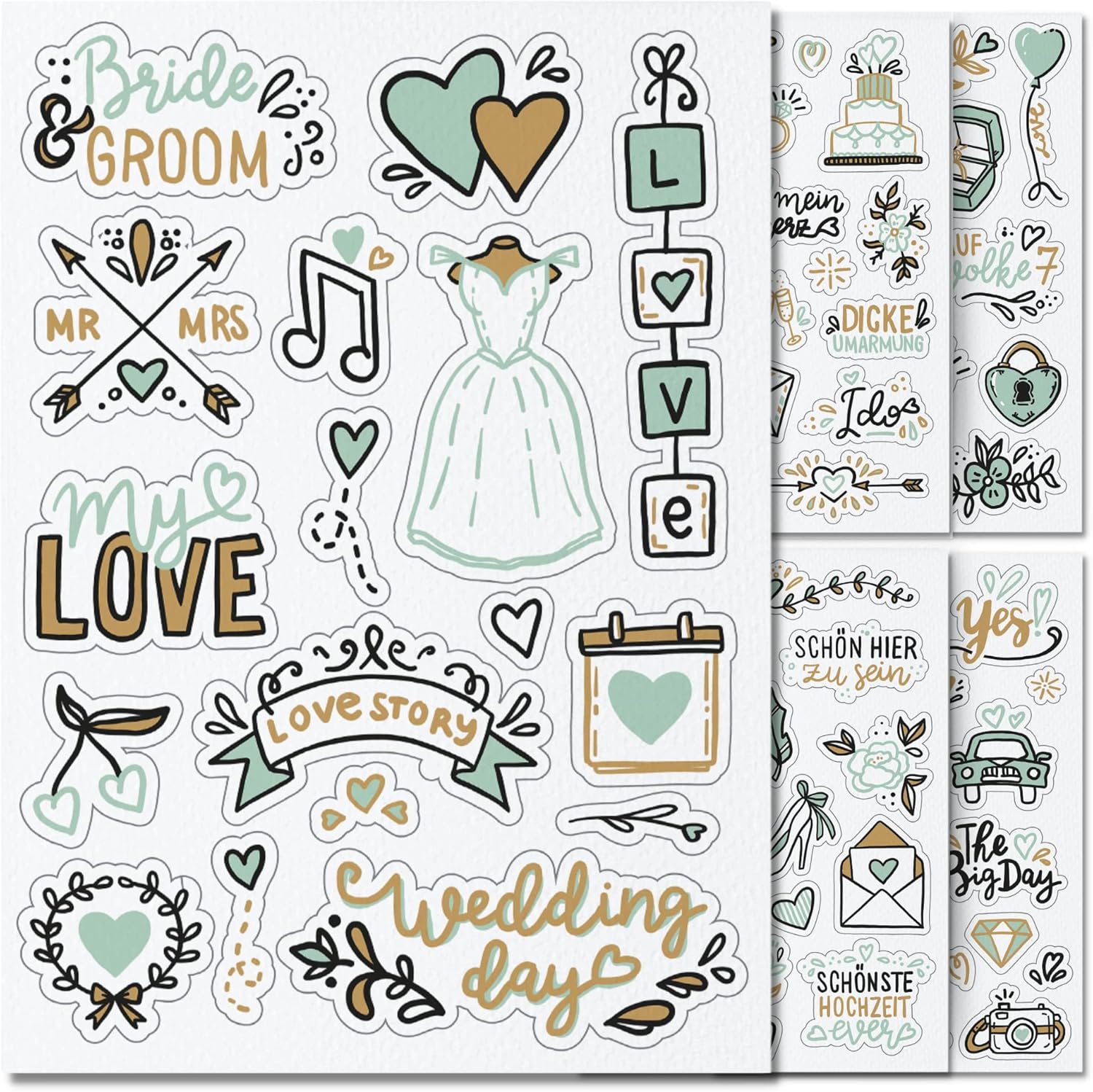 546 Stück Hochzeitssticker Set - 12 Blatt Gästebuch Aufkleber Für Fotoalbum