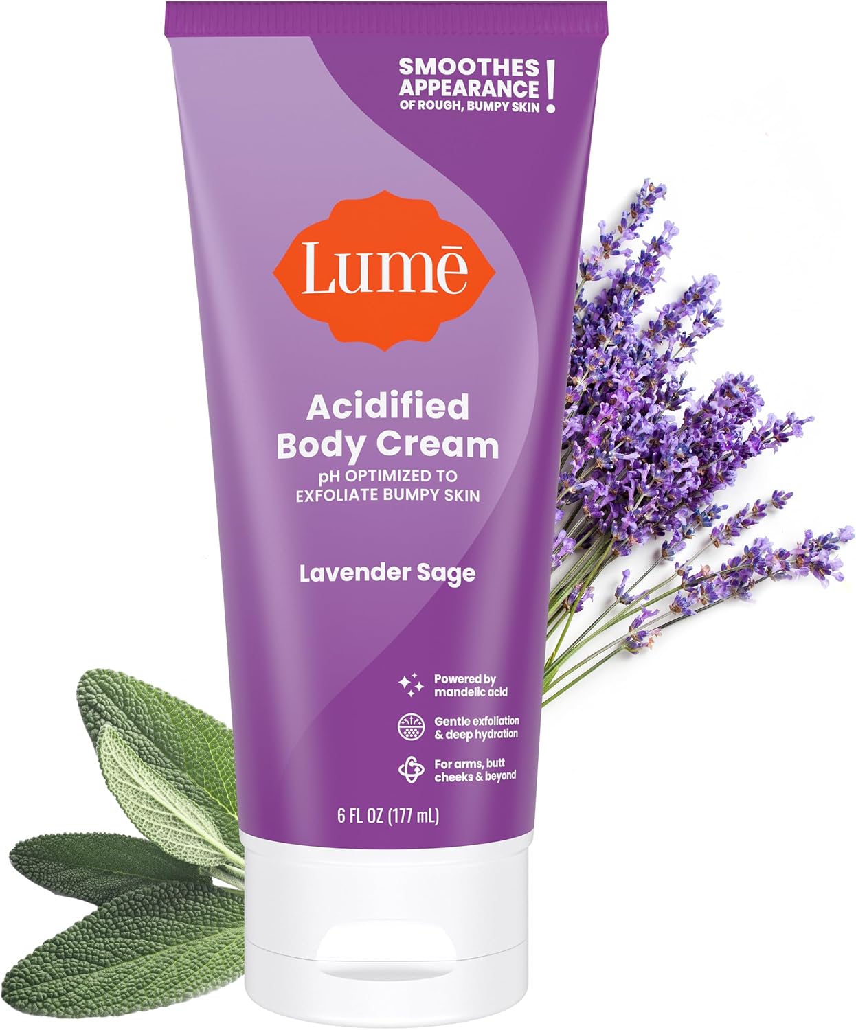 Lume Acidified Body Cream - Paraben & Lanolin Free - 6 oz (Lavender Sage)