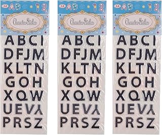 ستيكر لاصق 21915-2 4645 بتصميم حروف أنجليزية من البلاستيك للأطفال من ثري ايه، لون أسود - -4645-Black17