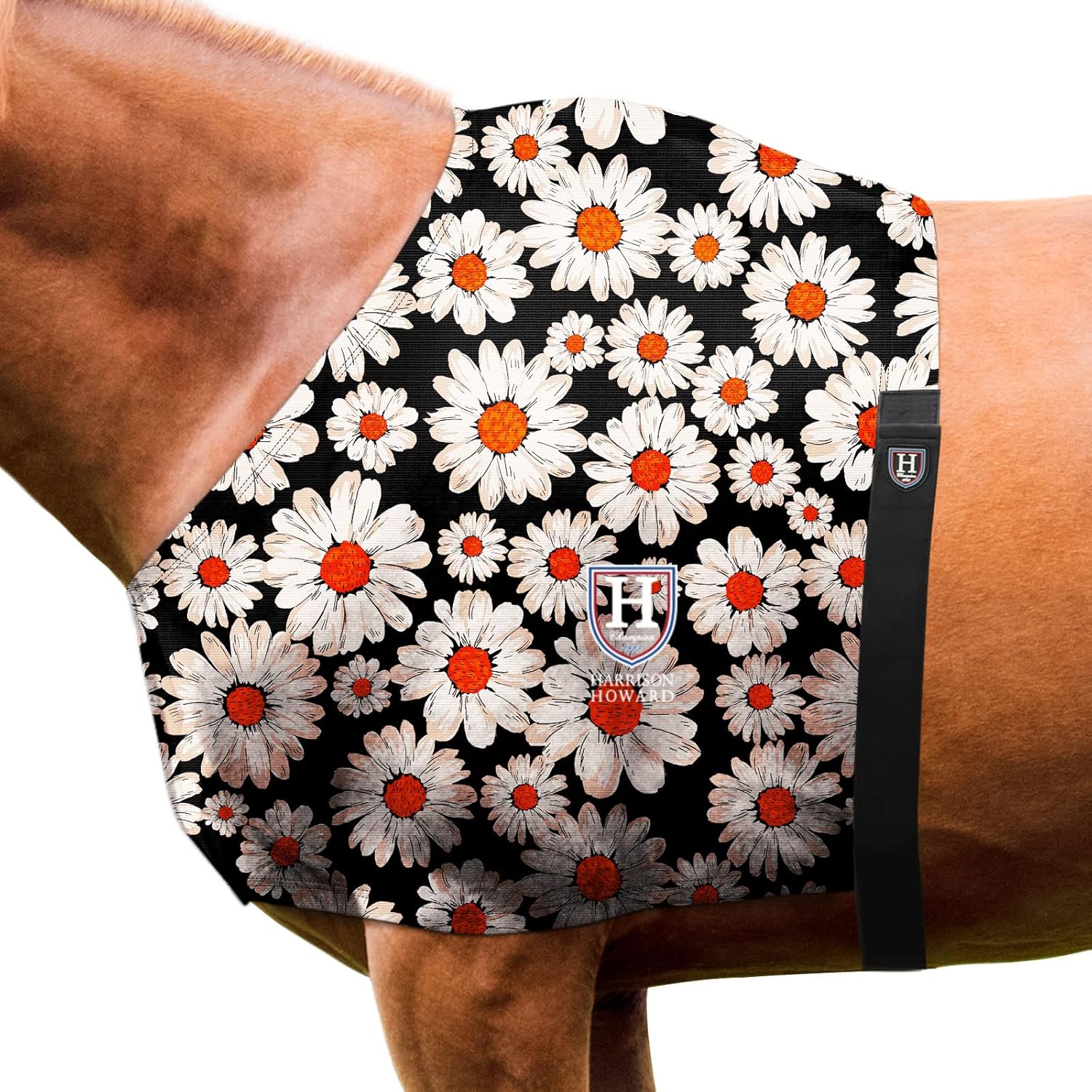 Harrison Howard Breathable Elastic Horse Shoulder Guard Anti-Rub Stretch Bib for Sensitive Skin, Lightweight Comfortable Fit Classic Leopard L