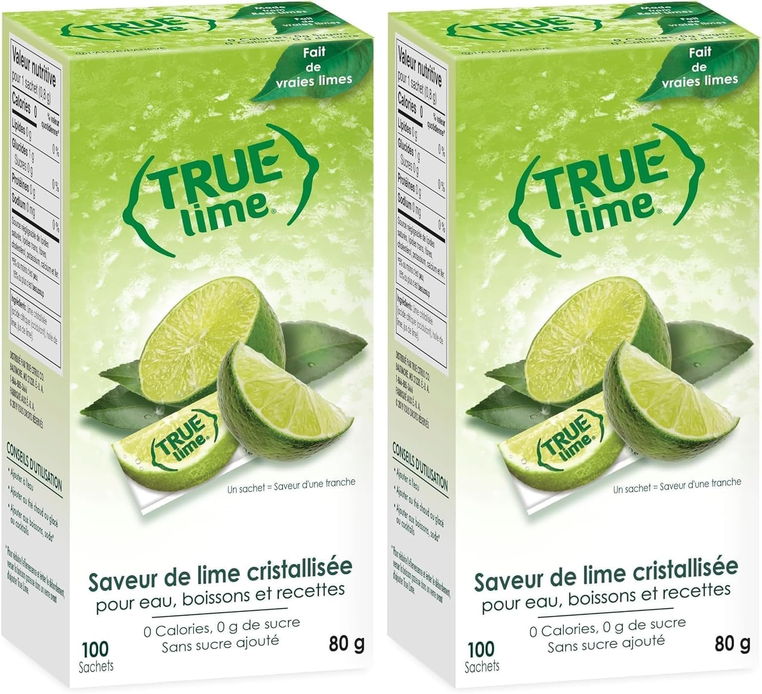 True Citrus Lime Water Enhancer, 100 Count, Pack of 2 | 0 Calorie | Sugar Free | Made with Real Limes | Bulk Dispenser