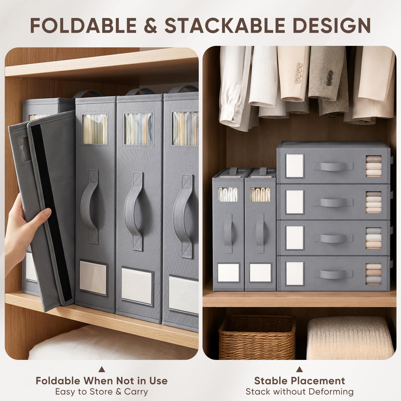 6 Piezas Caja Organizador Sabanas, Tela Oxford Organizador de Sábanas, Caja de Almacenamiento Plegable con Ventana Transparente, Organizador Canape para Frazada, Sabanas y Ropa