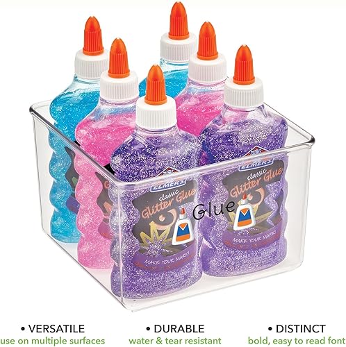 Miniatura 3 de mDesign Caja de almacenamiento apilable de plástico, para costura, ganchillo con asas, organizador compacto, soporte para hilo, cuentas, cinta,