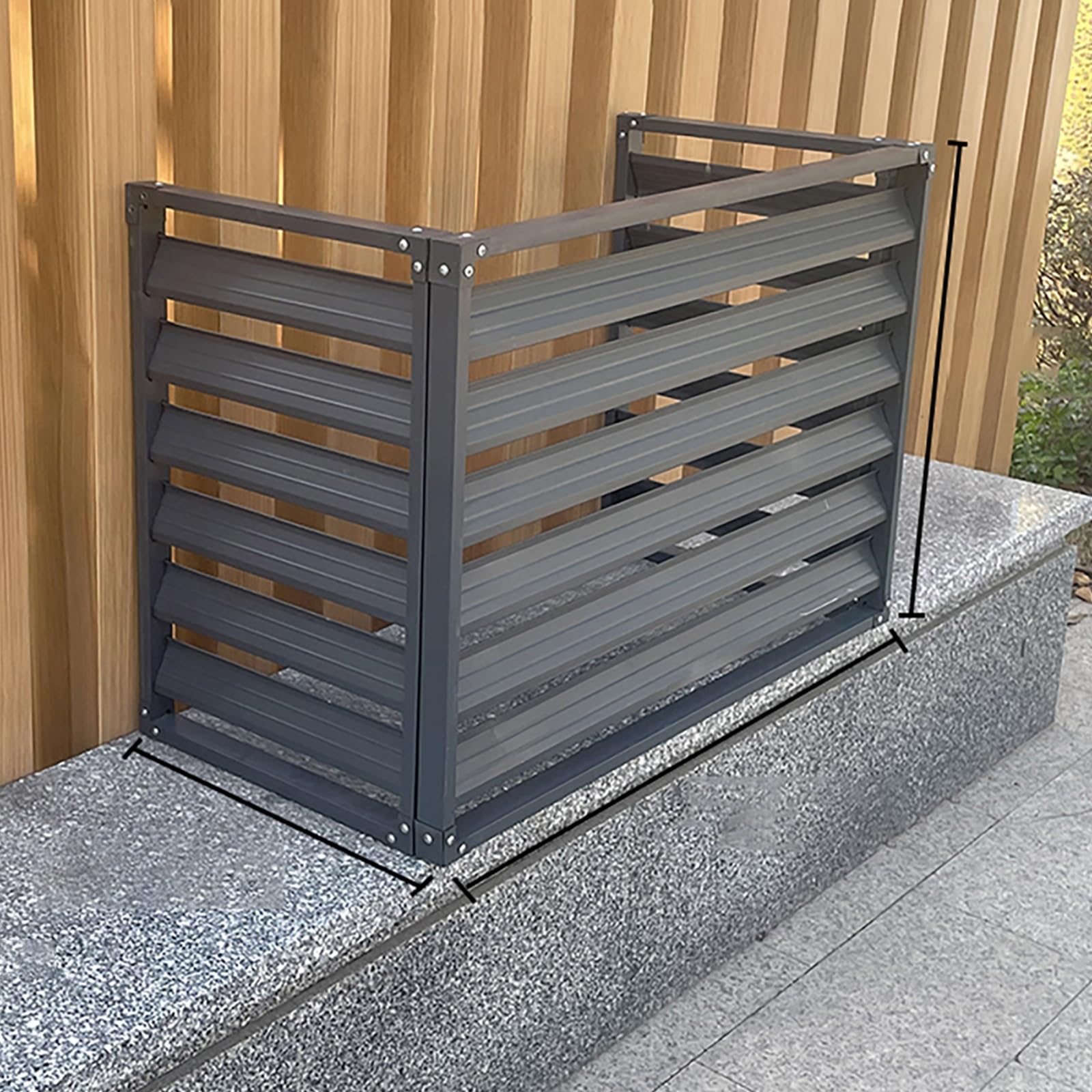 Housse protection climatiseur extérieur alu et clôture support poubelle