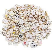 YouLuo 100Pcs Bracelet Charms for Jewelry Making Wholesale Bulk Jewelry Making Bracelets Charm Gold Plated Enamel Charms Pendants for Bracelet Necklace