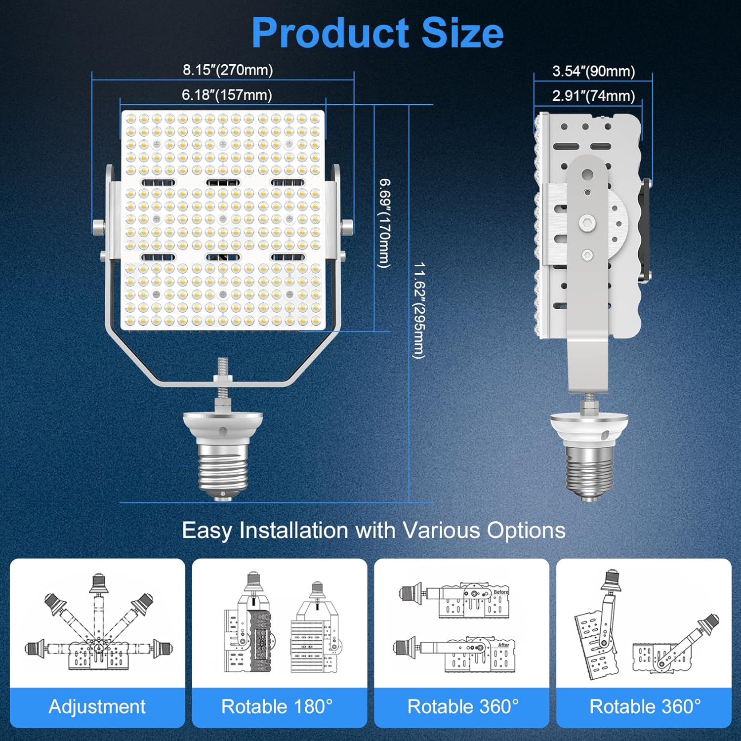 150W Shoebox LED Retrofit Kits 5700K 21,000LM (600W MH/HPS/HID Equivalent) E39 Mogul Base Retrofit Lights for Parking Lot Tennis Court,ETL DLC Approved,AC200-480V