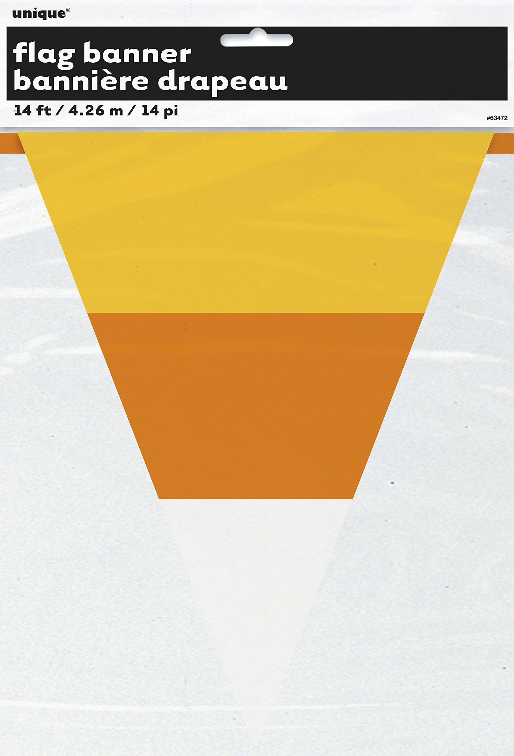 Unique 14 Ft Candy Corn Paper Pennant Banner 1 Pc, Yellow/Orange