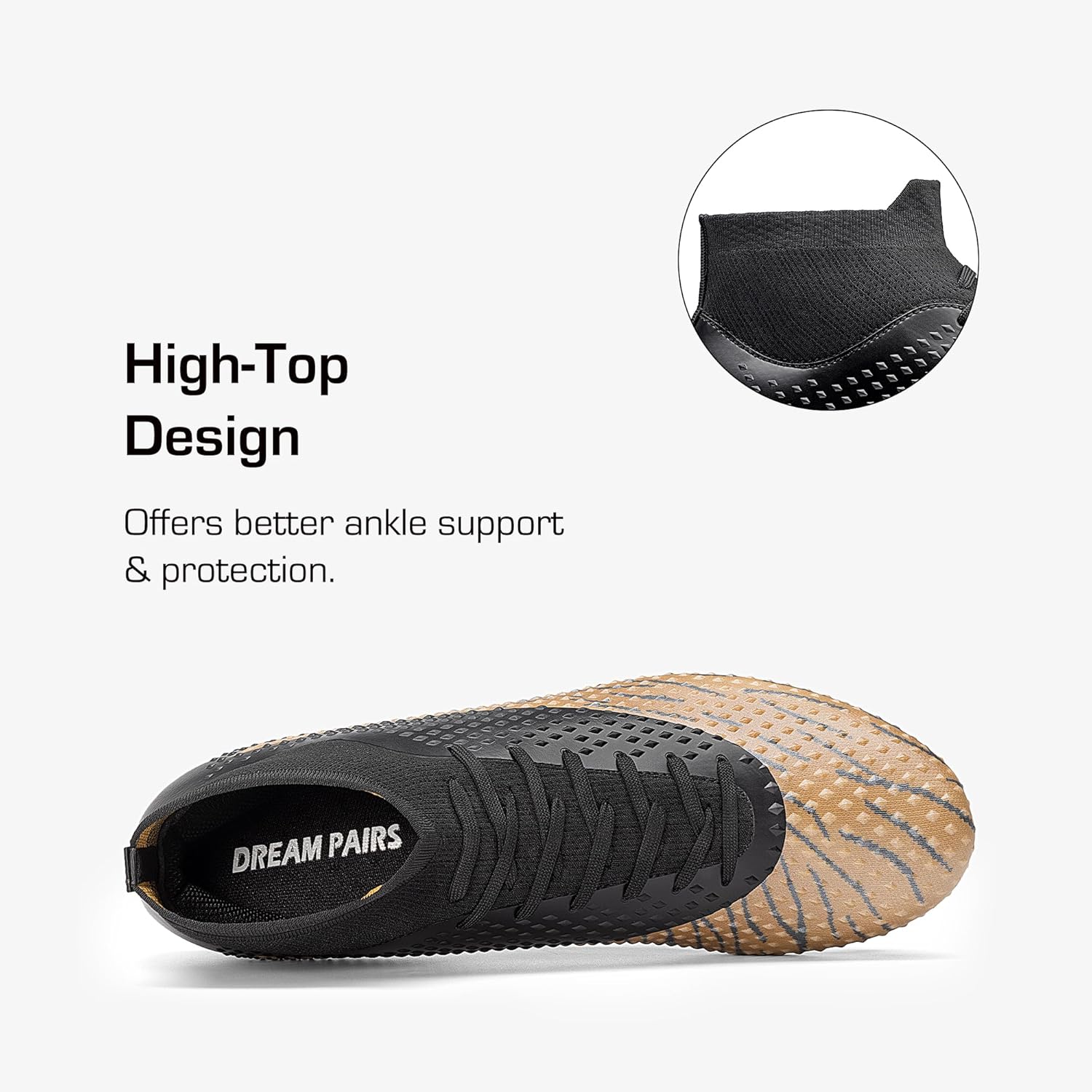 DREAM PAIRS Men's Firm Ground Soccer Cleats High-top Football Cleats FG/AG Professional Training Outdoor Lightweight Soccer Shoes - Image 3