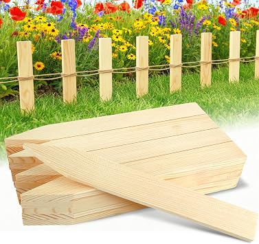 24 Pack Wooden Garden Stakes, 12" Survey Grading Stakes, Garden Ground Stake with Sharp Point, Fir Wood Plant Support Stake, Sign Posts for Silt Fence Backyard Boundaries Baselines