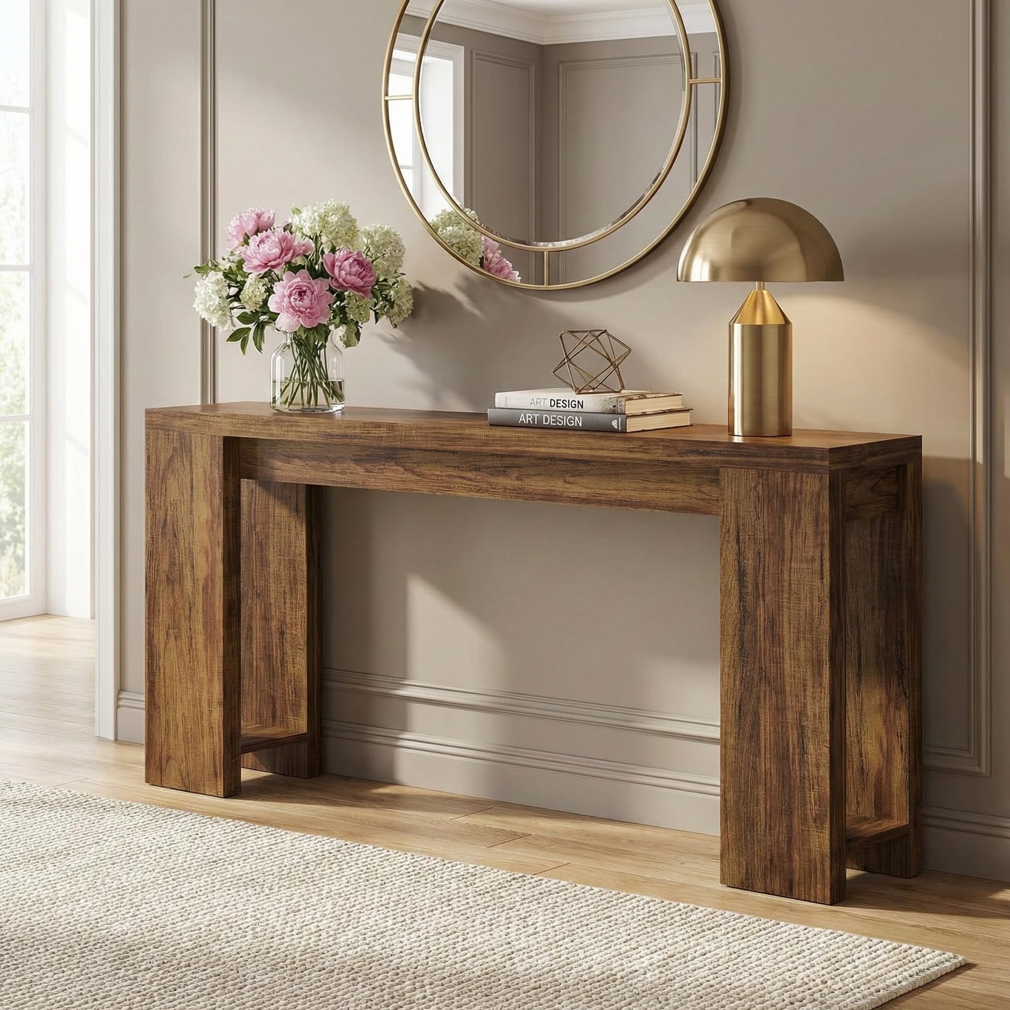 Lailang 160cm Consolle Ingresso, Tavolo Consolle, Mobile Ingresso Corridoio, Consolle Ingresso Legno, Consolle Dietro Divano, Tavolino Stretto E Alto, 160 x 30 x 85 cm, Marrone Scuro