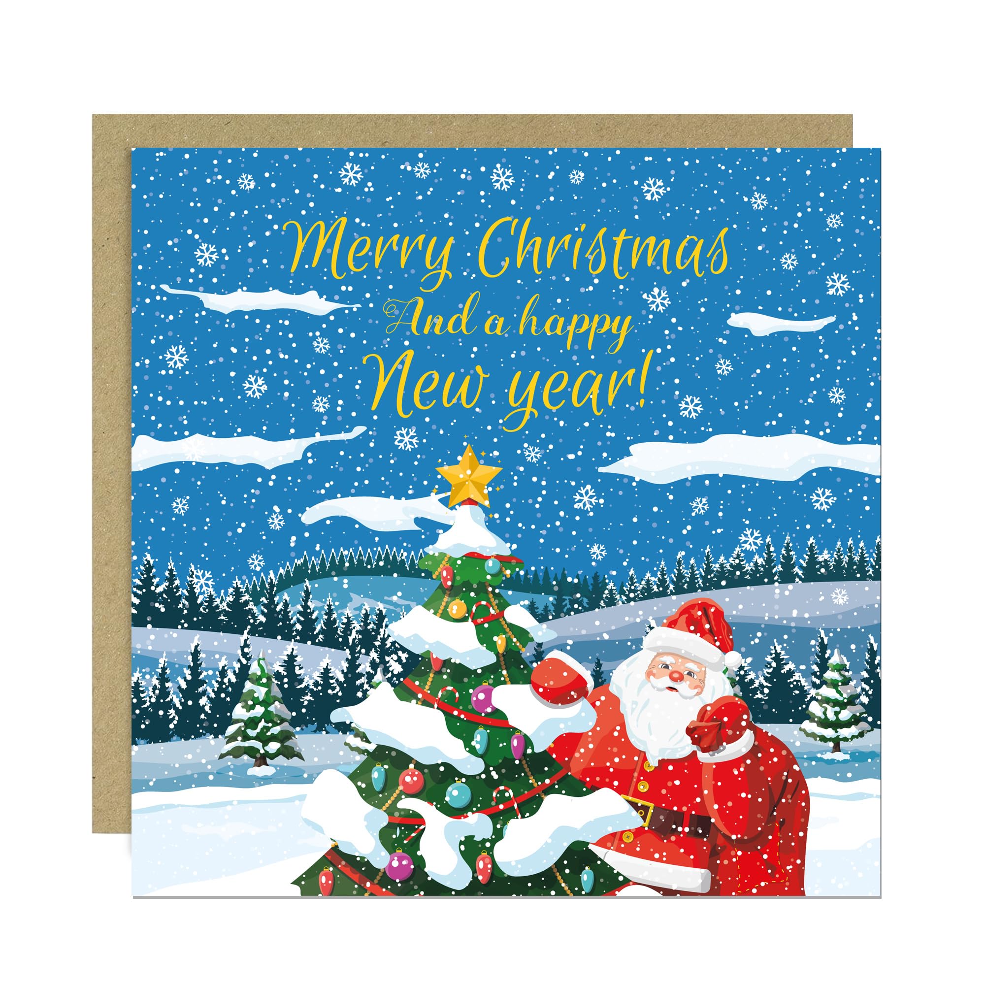 RED OCEAN Christmas Card For Friends and Family Santa Xmas Cards For Kids Children Merry Christmas 145x145mm With Kraft Envelope