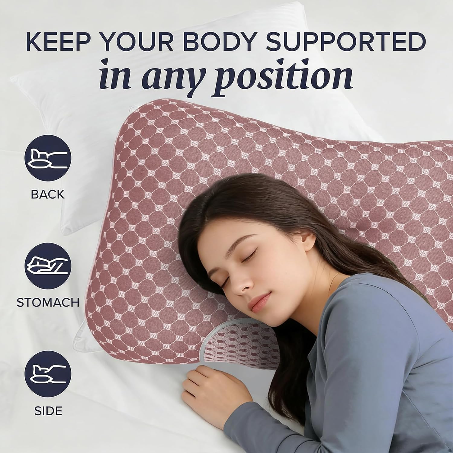 Memory Foam Neck Pillow Queen Size - Cooling Cervical Pillow for Side, Back & Stomach Sleepers - Ergonomic Bed Pillow for Sleeping with Adjustable Loft, Pressure Relief & Removable Breathable Cover