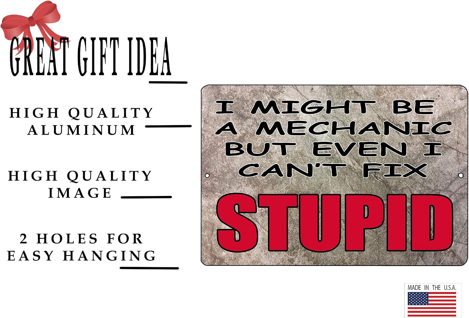 Rogue River Tactical Funny Sarcastic Metal Tin Sign Bundle Beware Of Mechanic, I Might Be A Mechanic But Even I Cant Fix Strupid Wall Decor Gift Set Man Cave Bar Yard Wall Combo image 4