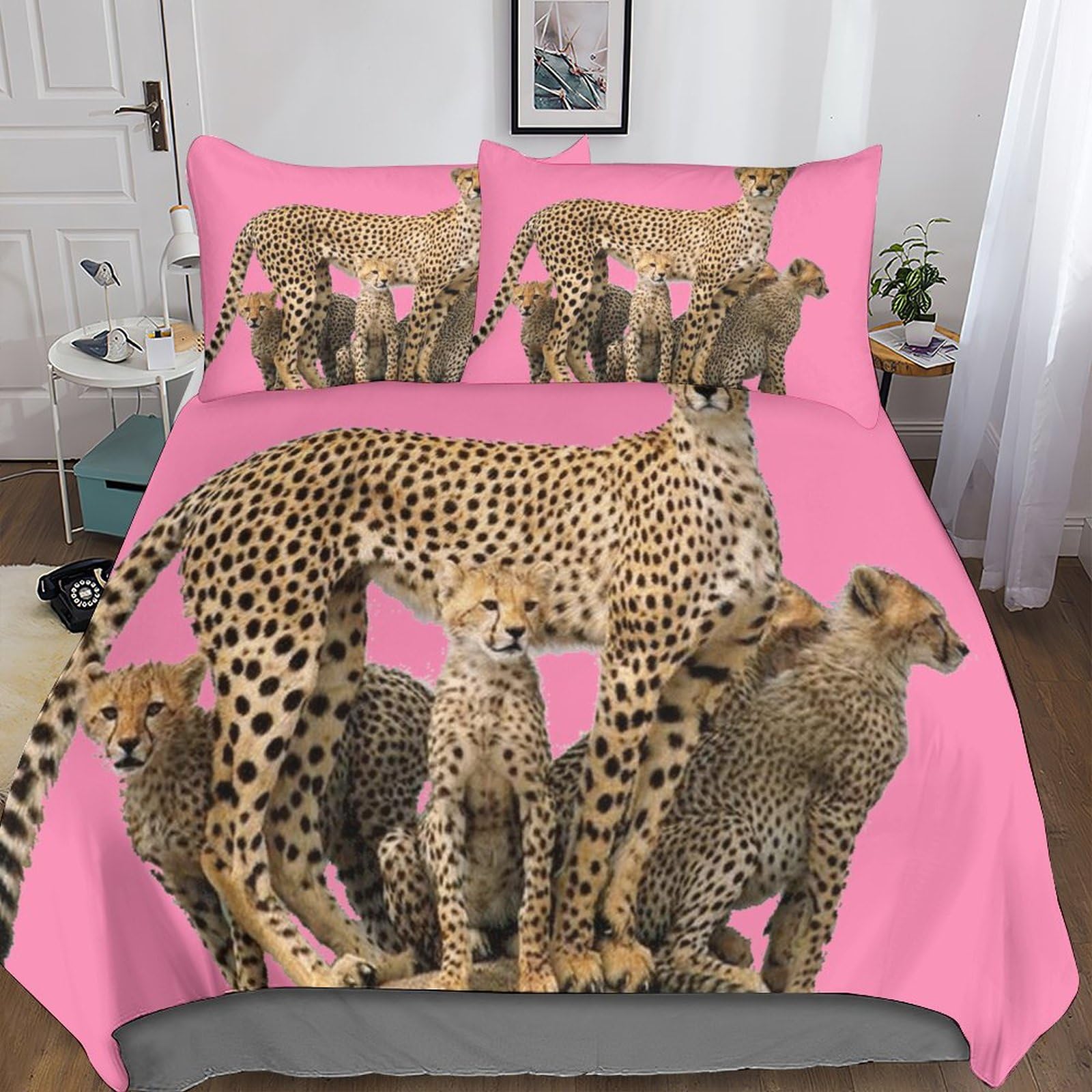Housse de couette guépard 200x200 parure de lit enfant