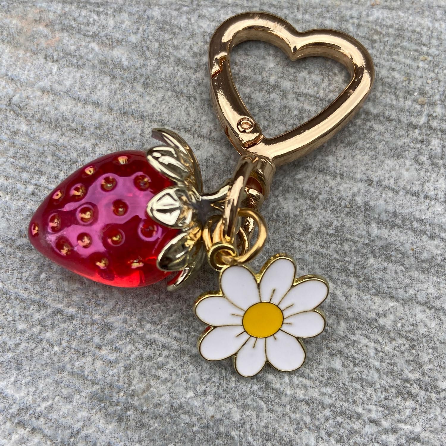 Strawberry Bag Charms Cute Heart Keychains Accessory for Purse - Image 3