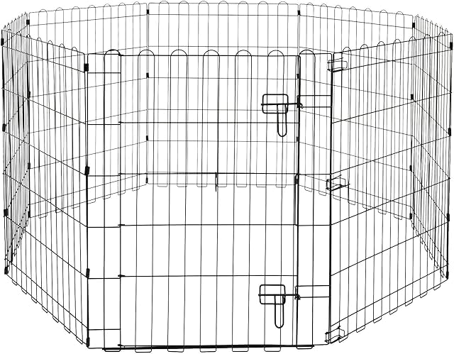 Amazon Basics Foldable Metal Dog and Pet Exercise Playpen - With door - 30-inch (76-cm)