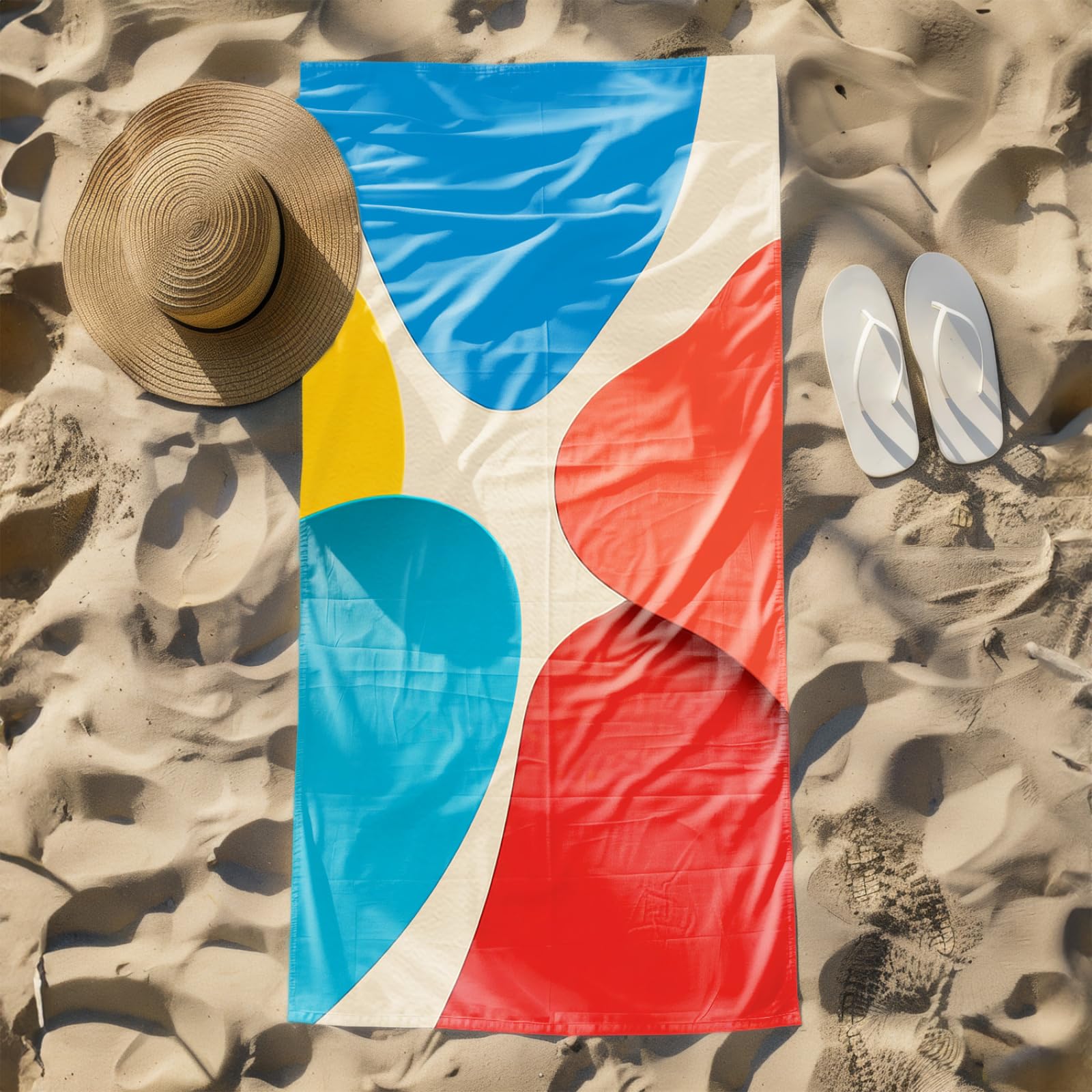 Générique Serviette Microfibre Plage Modèle Rouge Bleu