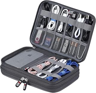 Electronic Cable Organizer Bag - Portable Travel Double Layers Electronic Digital Accessories Storage Pouch Bags for SD Card Case, USB Flash Drive,Charging Cords, USB Charger, Mini Tablet