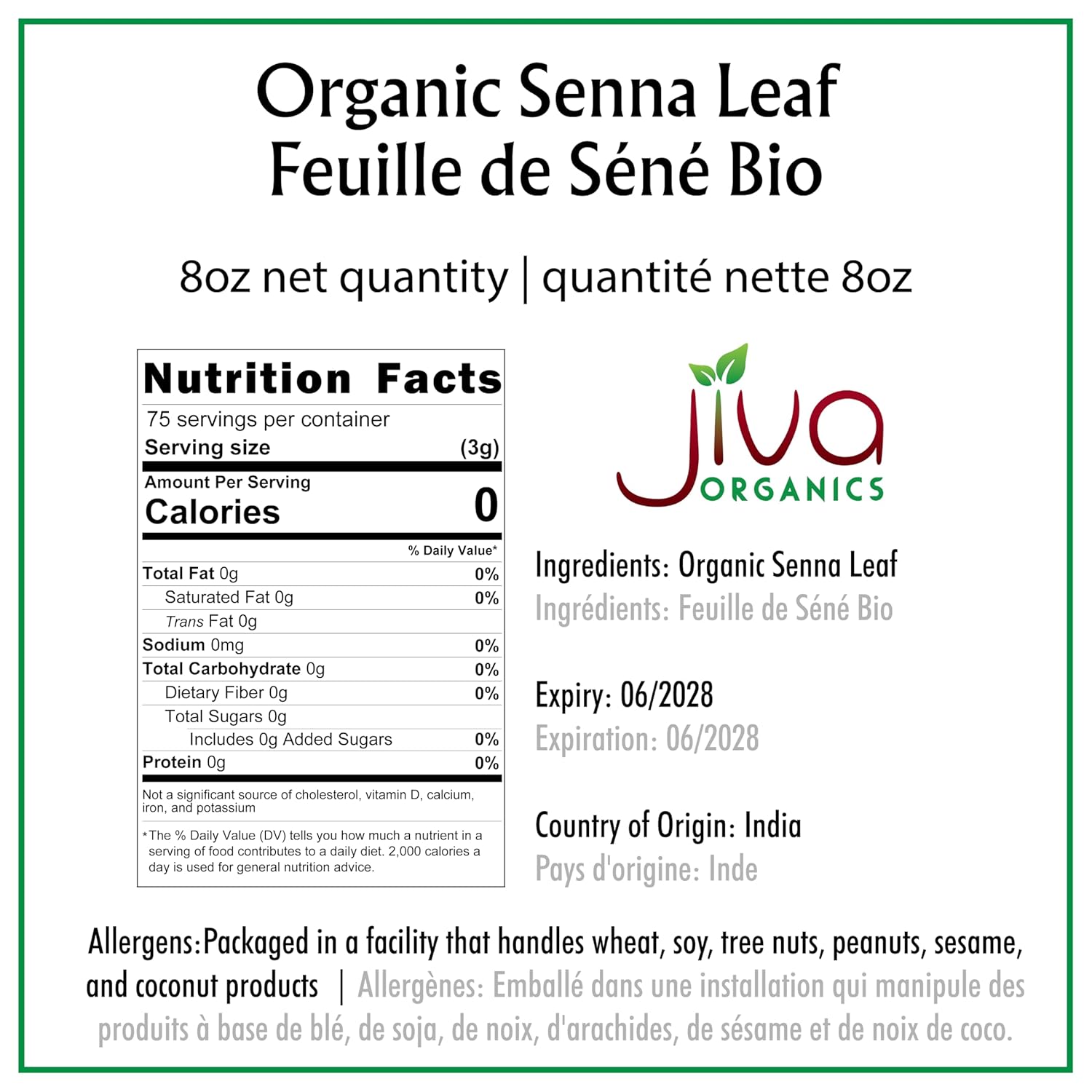 Jiva Organics Organic Senna Leaf 8 Ounce Bulk Bag - Cut & Sifted Tea - Non-GMO - Senna Alexandrina, Folium Sennae - Image 2